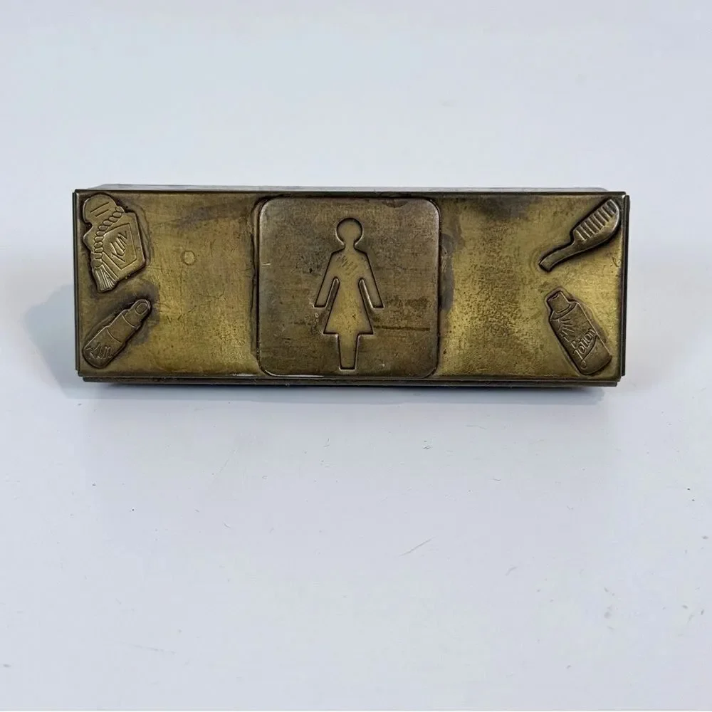 Vintage Brass Lipstick Holder with Mirror 1930-40s